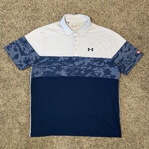 Under Armour Polo Shirt Mens XL Freedom Colorblock Camo USA Performance 1363029